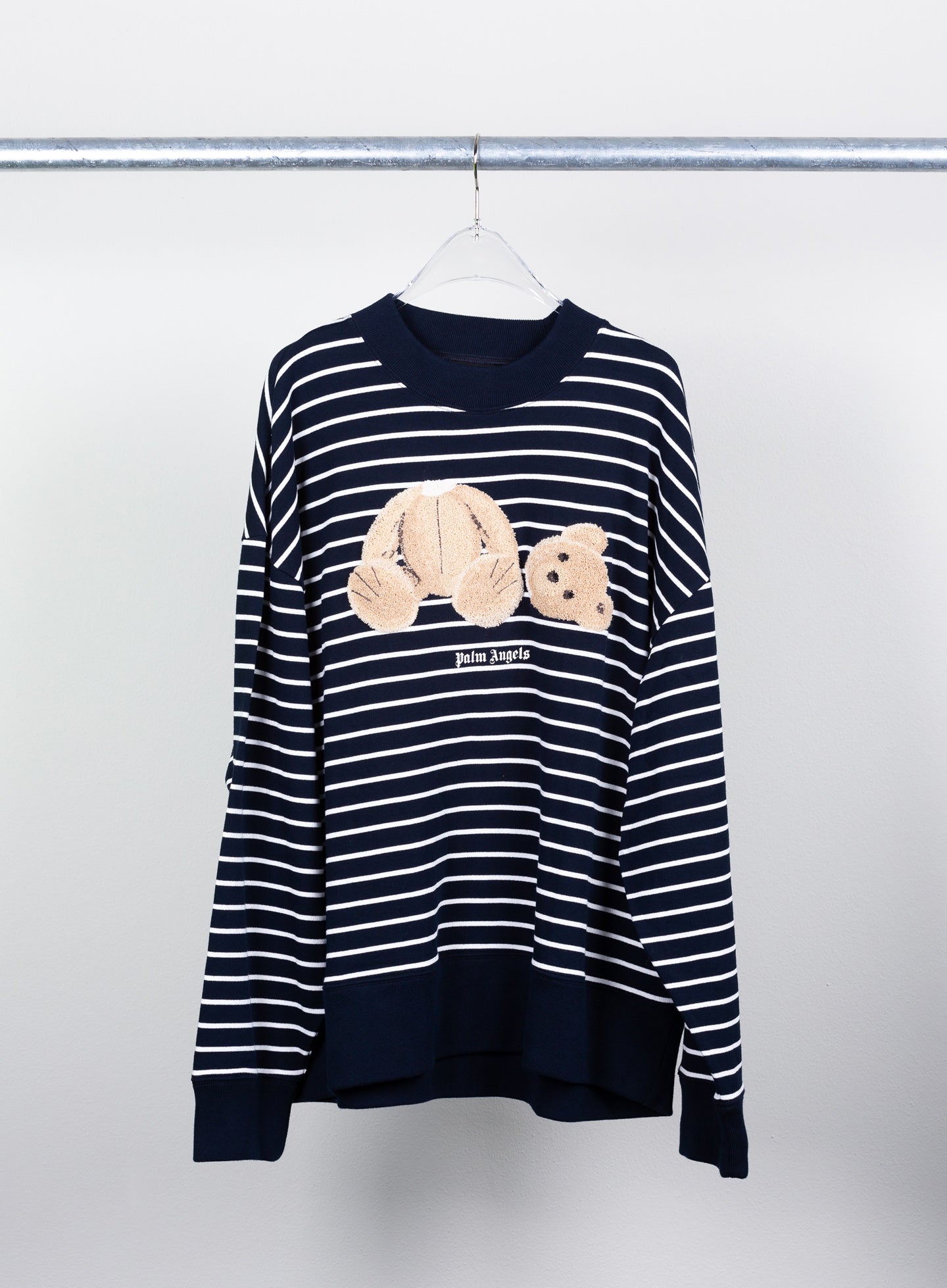 PALM ANGELS BEAR STRIPES CREW NECK SWEATSHIRT